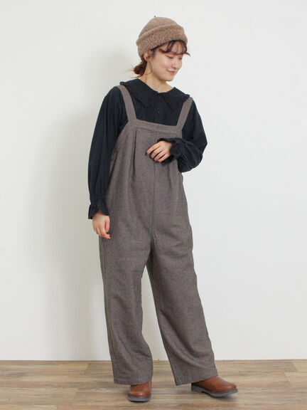 ウール混タックサロペット（ブラック）｜Samansa Mos2（サマンサ モスモス）通販