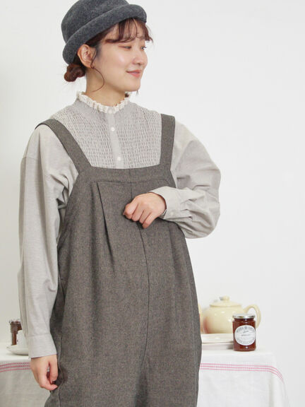 ウール混タックサロペット（ブラック）｜Samansa Mos2（サマンサ モスモス）通販