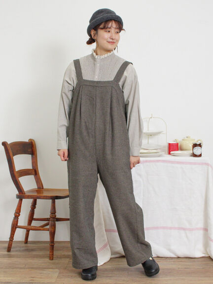 ウール混タックサロペット（ブラック）｜Samansa Mos2（サマンサ モスモス）通販