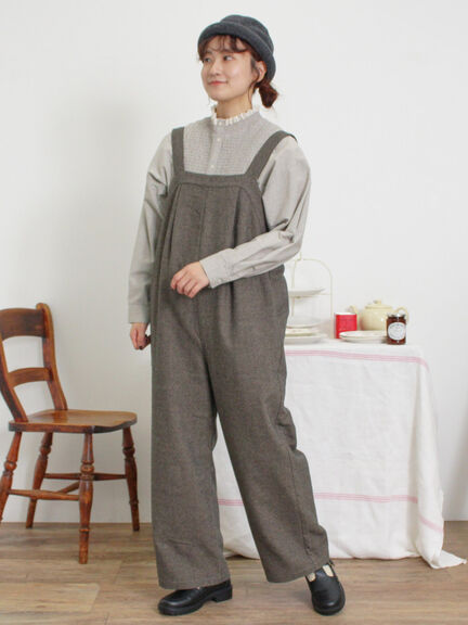 ウール混タックサロペット（ブラック）｜Samansa Mos2（サマンサ モスモス）通販