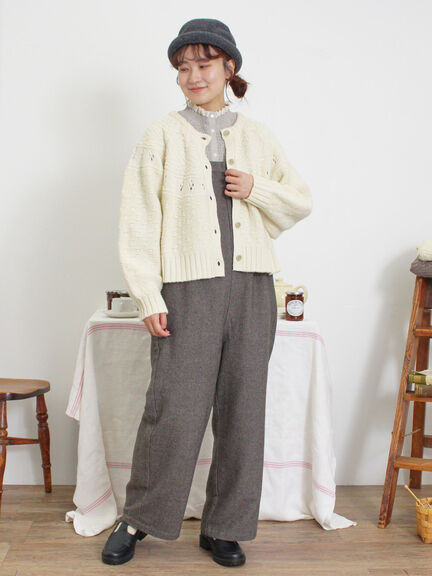 ウール混タックサロペット（ブラック）｜Samansa Mos2（サマンサ モスモス）通販