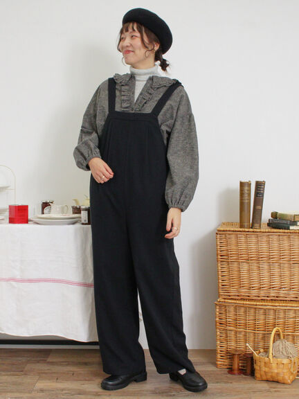 ウール混タックサロペット（ブラック）｜Samansa Mos2（サマンサ モスモス）通販