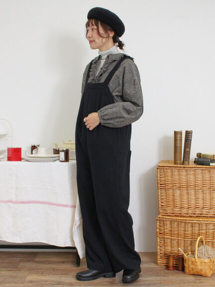ウール混タックサロペット（ブラック）｜Samansa Mos2（サマンサ モスモス）通販