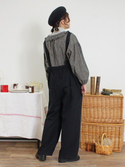 ウール混タックサロペット（ブラック）｜Samansa Mos2（サマンサ モスモス）通販