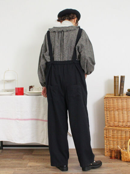 ウール混タックサロペット（ブラック）｜Samansa Mos2（サマンサ モスモス）通販