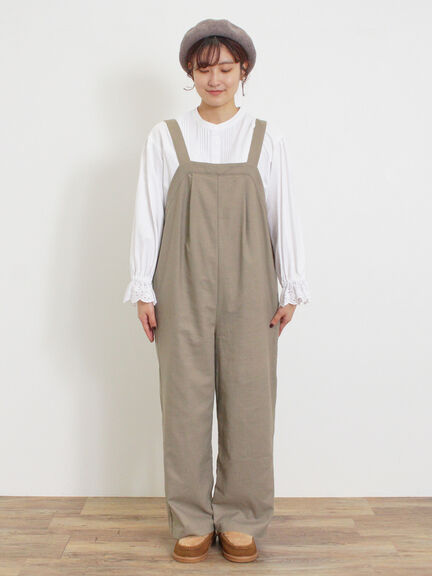 ウール混タックサロペット（ブラック）｜Samansa Mos2（サマンサ モスモス）通販