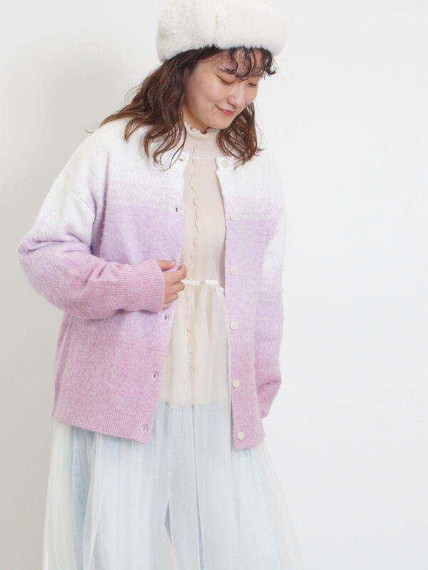 セール】 前後着フェザーグラデーションニット（グレー  