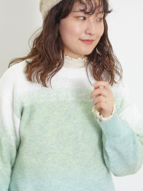 セール】 前後着フェザーグラデーションニット（グレー  