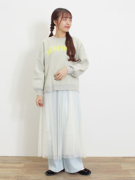 ロゴジャカードニット（チャコールグレー/キナリ）｜Samansa Mos2（サマンサ モスモス）通販