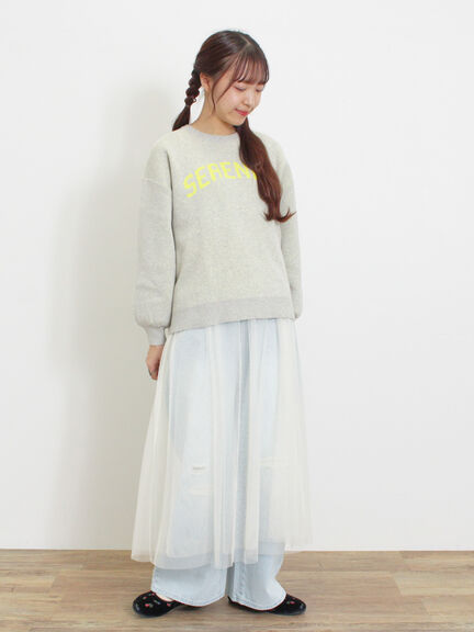 ロゴジャカードニット（チャコールグレー/キナリ）｜Samansa Mos2（サマンサ モスモス）通販