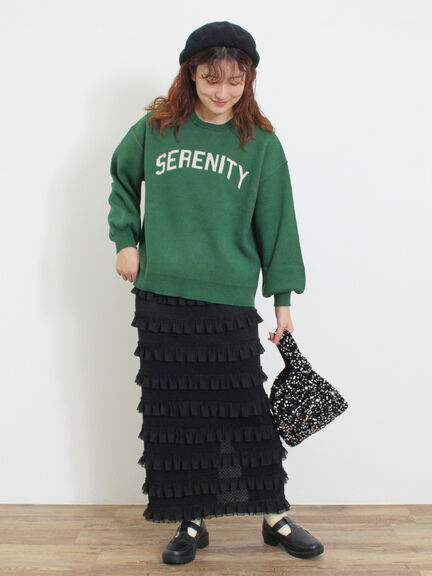 ロゴジャカードニット（チャコールグレー/キナリ）｜Samansa Mos2（サマンサ モスモス）通販