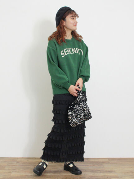 ロゴジャカードニット（チャコールグレー/キナリ）｜Samansa Mos2（サマンサ モスモス）通販