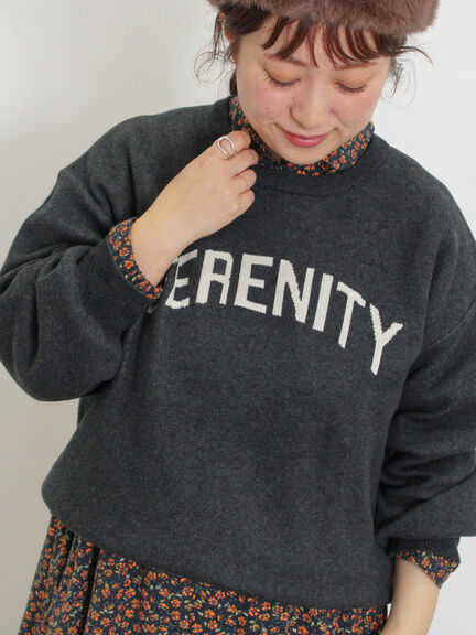 ロゴジャカードニット（チャコールグレー/キナリ）｜Samansa Mos2（サマンサ モスモス）通販