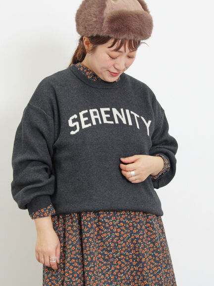 ロゴジャカードニット（チャコールグレー/キナリ）｜Samansa Mos2（サマンサ モスモス）通販