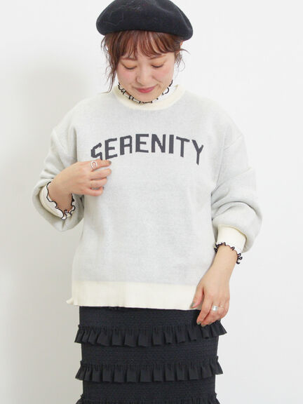 ロゴジャカードニット（チャコールグレー/キナリ）｜Samansa Mos2（サマンサ モスモス）通販