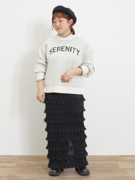 ロゴジャカードニット（チャコールグレー/キナリ）｜Samansa Mos2（サマンサ モスモス）通販