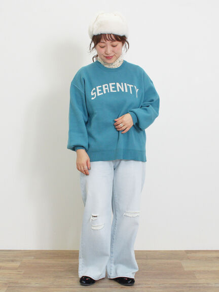 ロゴジャカードニット（チャコールグレー/キナリ）｜Samansa Mos2（サマンサ モスモス）通販