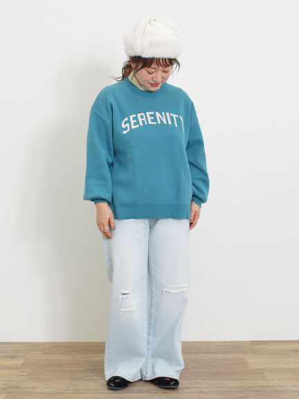 ロゴジャカードニット（チャコールグレー/キナリ）｜Samansa Mos2（サマンサ モスモス）通販