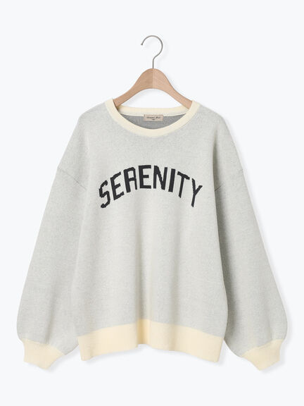 ロゴジャカードニット（チャコールグレー/キナリ）｜Samansa Mos2（サマンサ モスモス）通販