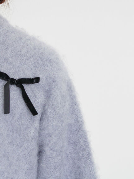 ベロアリボン付ニット（チャコールグレー/サックスブルー/キナリ）｜Samansa Mos2（サマンサ モスモス）通販