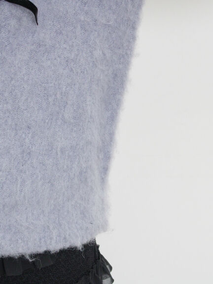 ベロアリボン付ニット（チャコールグレー/サックスブルー/キナリ）｜Samansa Mos2（サマンサ モスモス）通販