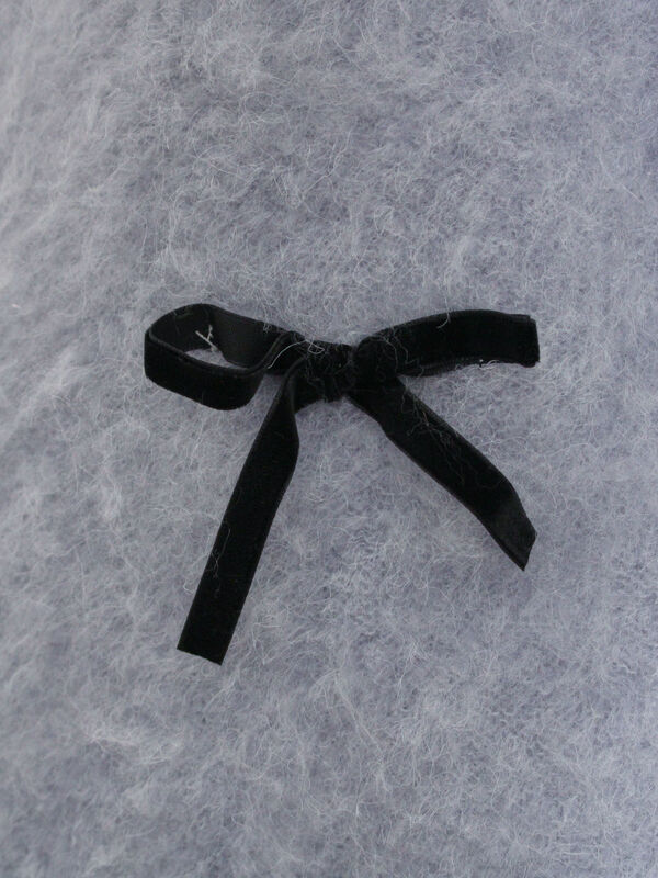 セール】 ベロアリボン付ニット（チャコールグレー/サックスブルー  