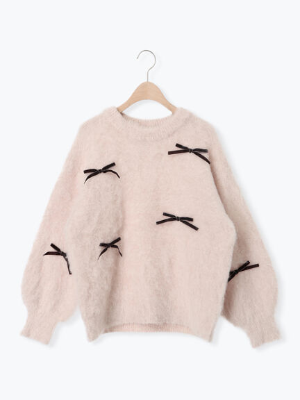 ベロアリボン付ニット（チャコールグレー/サックスブルー/キナリ）｜Samansa Mos2（サマンサ モスモス）通販