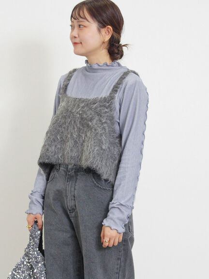 前後2WAY起毛ニットビスチェ（チャコールグレー/ベージュ）｜Samansa Mos2（サマンサ モスモス）通販