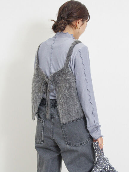 前後2WAY起毛ニットビスチェ（チャコールグレー/ベージュ）｜Samansa Mos2（サマンサ モスモス）通販