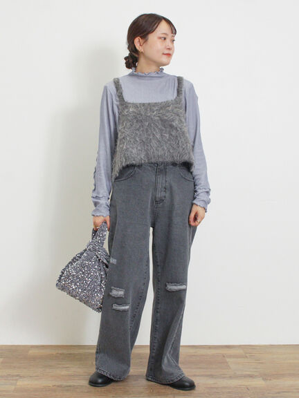 前後2WAY起毛ニットビスチェ（チャコールグレー/ベージュ）｜Samansa Mos2（サマンサ モスモス）通販