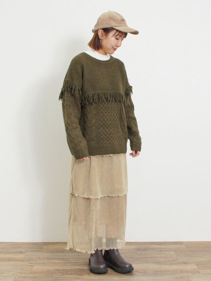 ◎ラメプリーツティアードスカート（ベージュ）｜Samansa Mos2（サマンサ モスモス）通販