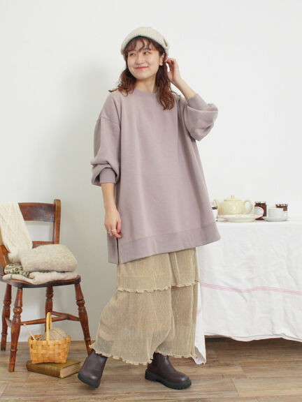 ◎ラメプリーツティアードスカート（ベージュ）｜Samansa Mos2（サマンサ モスモス）通販