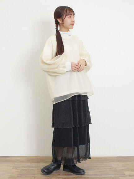 ◎ラメプリーツティアードスカート（ベージュ）｜Samansa Mos2（サマンサ モスモス）通販