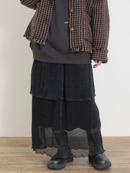 ◎ラメプリーツティアードスカート（ベージュ）｜Samansa Mos2（サマンサ モスモス）通販