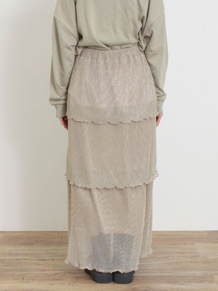 ◎ラメプリーツティアードスカート（ベージュ）｜Samansa Mos2（サマンサ モスモス）通販