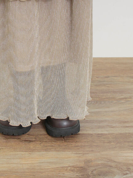 ◎ラメプリーツティアードスカート（ベージュ）｜Samansa Mos2（サマンサ モスモス）通販