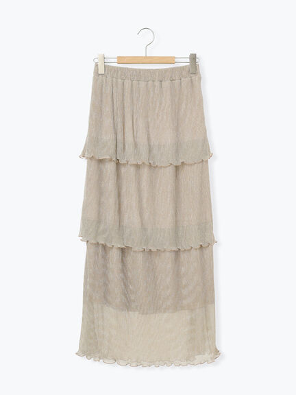 ◎ラメプリーツティアードスカート（ベージュ）｜Samansa Mos2（サマンサ モスモス）通販