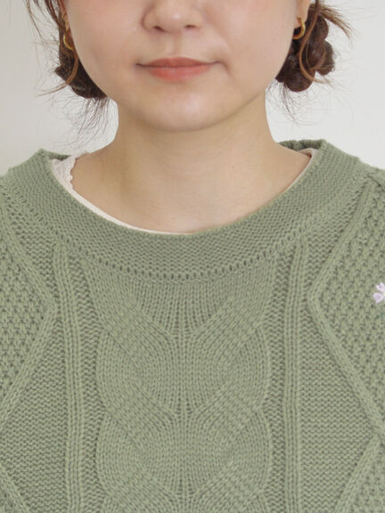 花刺繍脇リボンベスト（ブラック/ベージュ/グリーン/キナリ）｜Samansa Mos2（サマンサ モスモス）通販