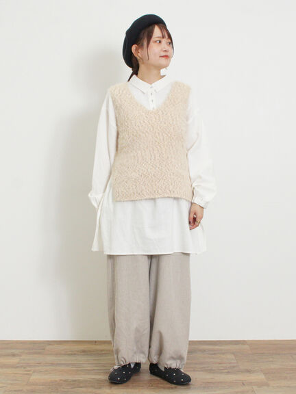 ミックスモールフェザーベスト（オフホワイト/ブラック）｜Samansa Mos2（サマンサ モスモス）通販