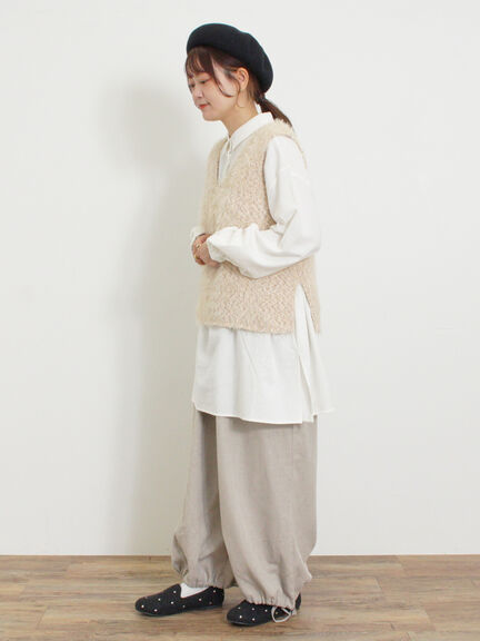 ミックスモールフェザーベスト（オフホワイト/ブラック）｜Samansa Mos2（サマンサ モスモス）通販