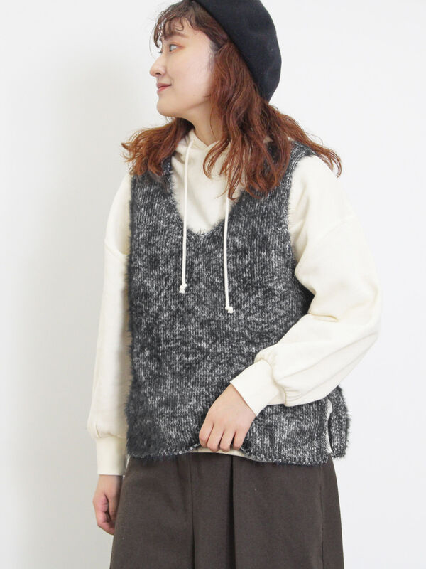 セール】 ミックスモールフェザーベスト（オフホワイト/ブラック