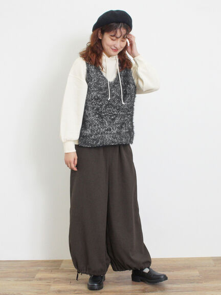 ミックスモールフェザーベスト（オフホワイト/ブラック）｜Samansa Mos2（サマンサ モスモス）通販