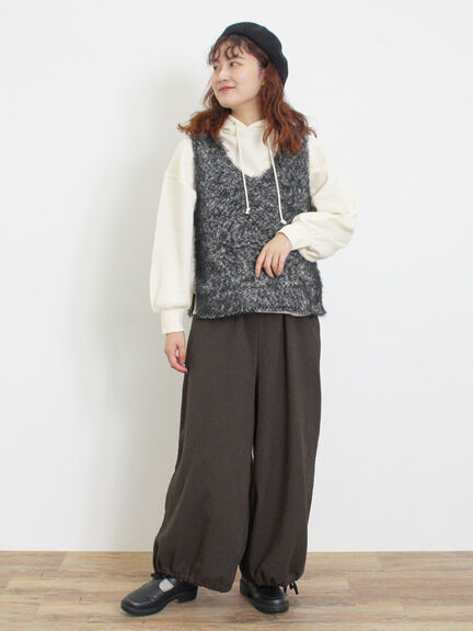 ミックスモールフェザーベスト（オフホワイト/ブラック）｜Samansa Mos2（サマンサ モスモス）通販