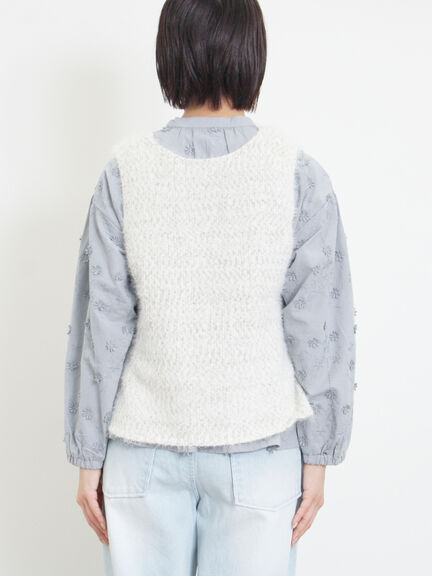 ミックスモールフェザーベスト（オフホワイト/ブラック）｜Samansa Mos2（サマンサ モスモス）通販