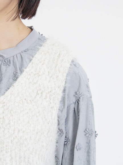 ミックスモールフェザーベスト（オフホワイト/ブラック）｜Samansa Mos2（サマンサ モスモス）通販