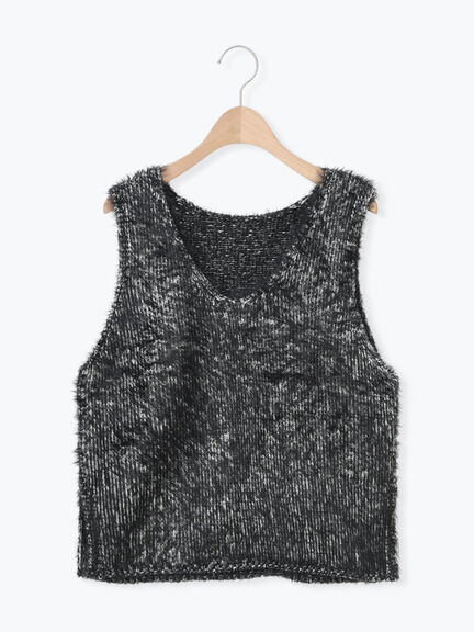 ミックスモールフェザーベスト（オフホワイト/ブラック）｜Samansa Mos2（サマンサ モスモス）通販