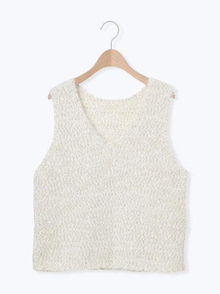 ミックスモールフェザーベスト（オフホワイト/ブラック）｜Samansa Mos2（サマンサ モスモス）通販