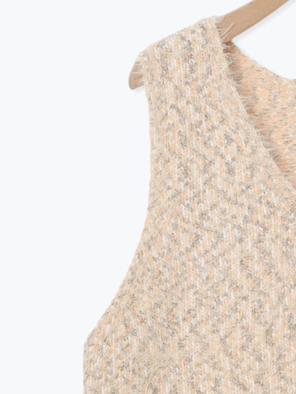 ミックスモールフェザーベスト（オフホワイト/ブラック）｜Samansa Mos2（サマンサ モスモス）通販