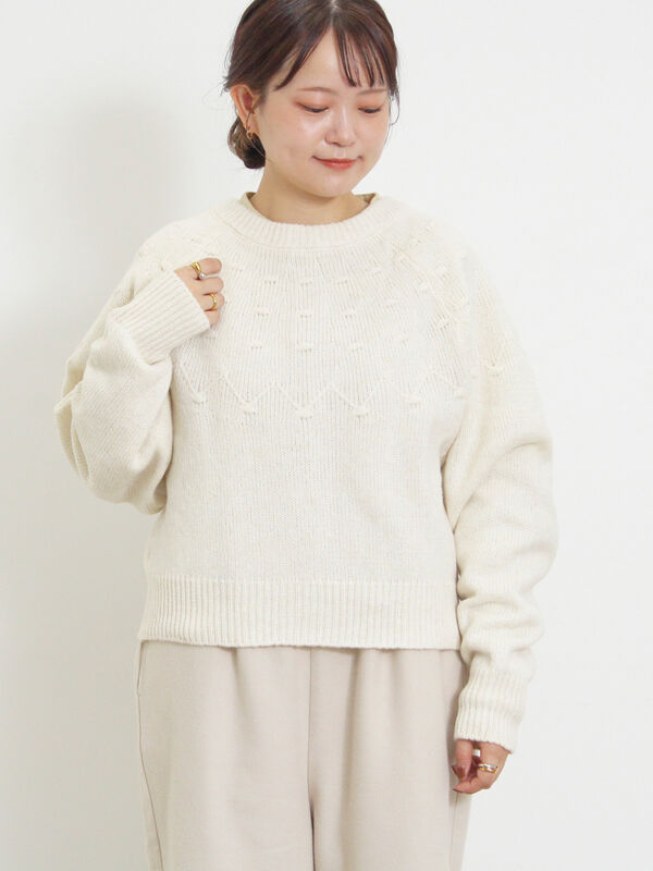 セール】 ◎求心風ぽこぽこ2WAYニット（チャコールグレー/キナリ