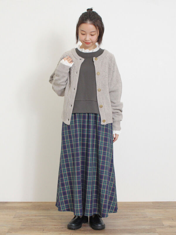 セール】 ◎求心風ぽこぽこ2WAYニット（チャコールグレー/キナリ